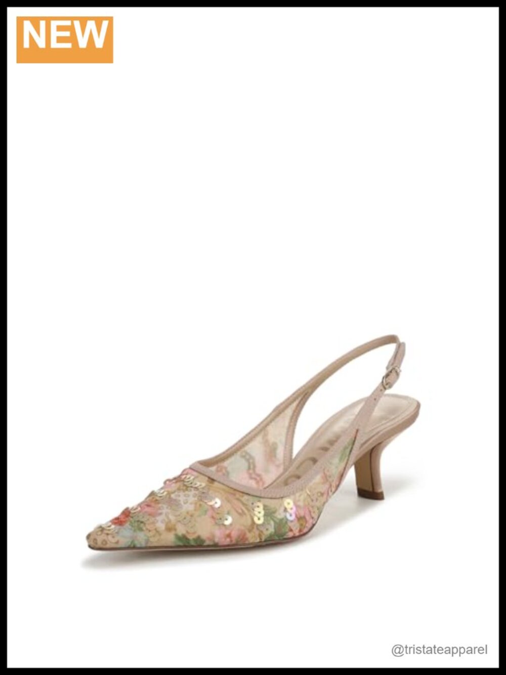Pointed Toe Kitten Heel Slingback Pumps Buckle Formal Dress